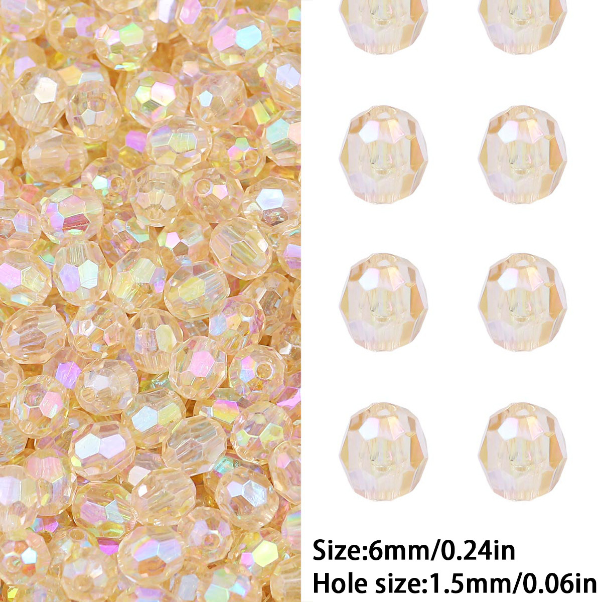 TEMU 6mm 201pcs Colorful Translucent Ab Oval Beads With Central Hole, Spacer Beads Beads And Bead Assortments Suitable For Jewelry Making, Beading,