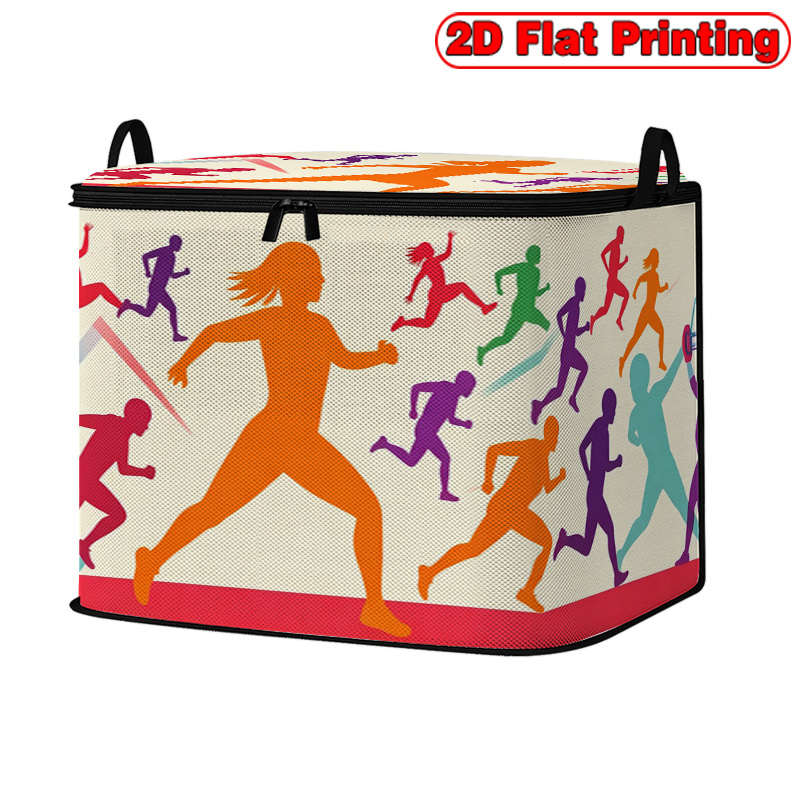 TEMU 1pc Running And Cycling Fabric Flip Storage Box-with A Zipper Closure Design, Suitable For Clothing Sorting, Laundry Room Storage, Book