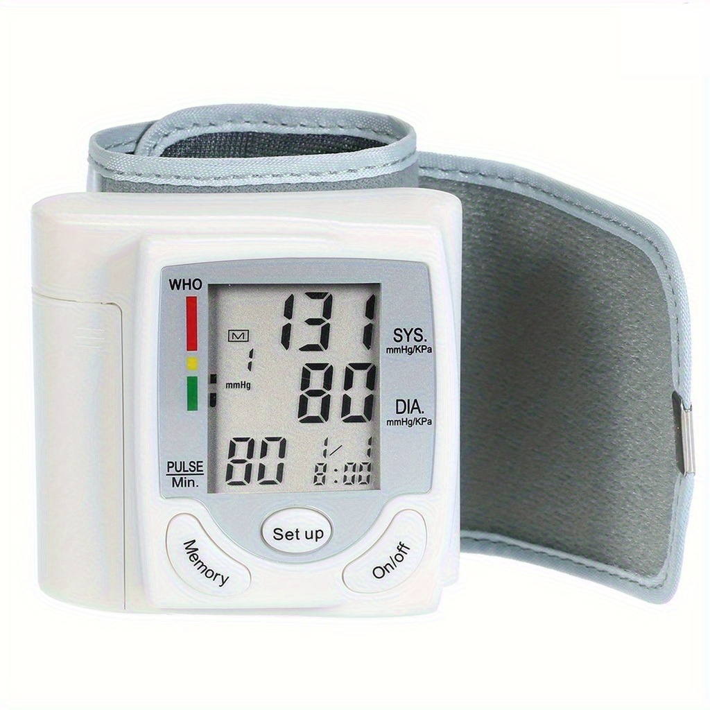 automatic wrist   with adjustable cuff home bp     measurement irregular heartbeat alert   normal diastolic pressure display portable arm cuff for adults battery powered batteries not included ideal for   monitoring travel   management userfriendly design   cuff   reliable performance elderly care Product details 6