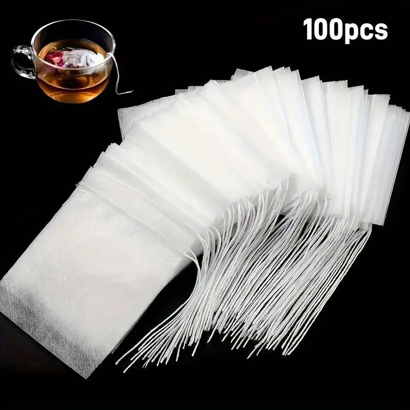 TEMU 100pcs Of Non-woven Drawstring Tea Bags For Filtering Herbal Medicine, Individually Packaged Drawstring Bags For Chinese Medicine, Flower Tea,