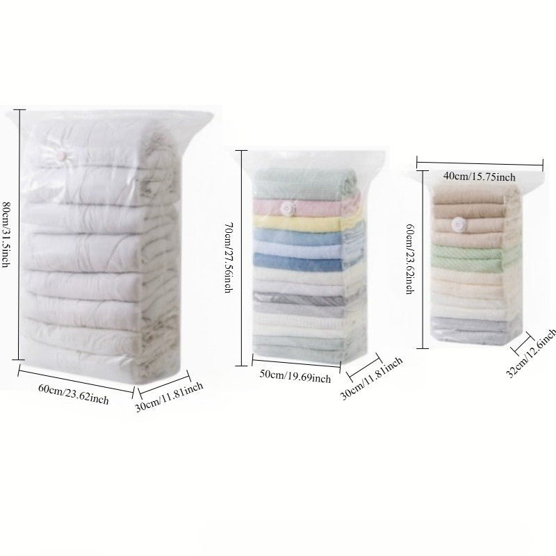 TEMU 3pcs Heavy-duty Vacuum Storage Bag Set, No Pump Required, Space-, With Press Seal, Suitable For Clothing, Blankets, Travel, Moving, And Storage
