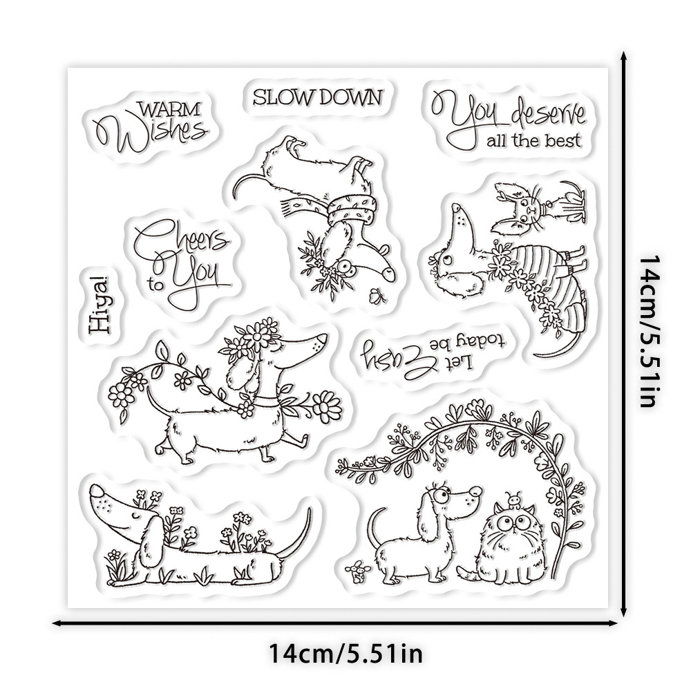 TEMU 1pc Original Cute Sausage Dog Clear Stamps And Metal Cutting Dies, For Diary Decoration And Gift Making, Card Making, Retro Aesthetics,