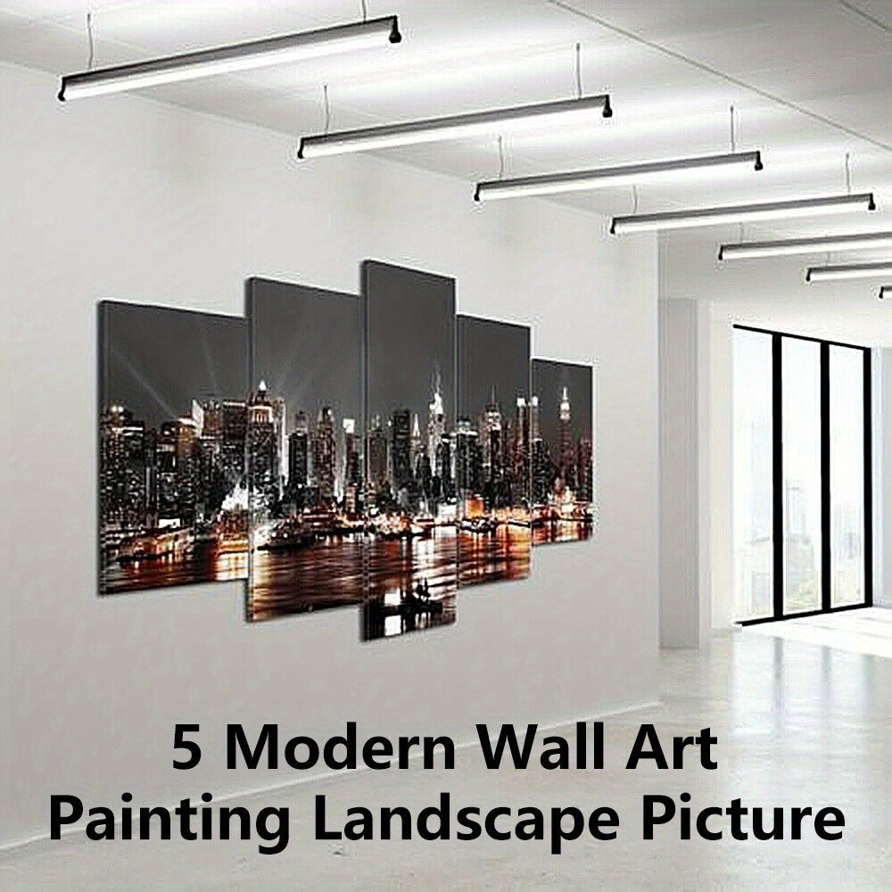TEMU 5pcs Wall Art - Horizontal Canvas Prints Suitable For, Bedroom, Office -, Gallery-wrapped Ready-to-hang Paintings (no Frames)