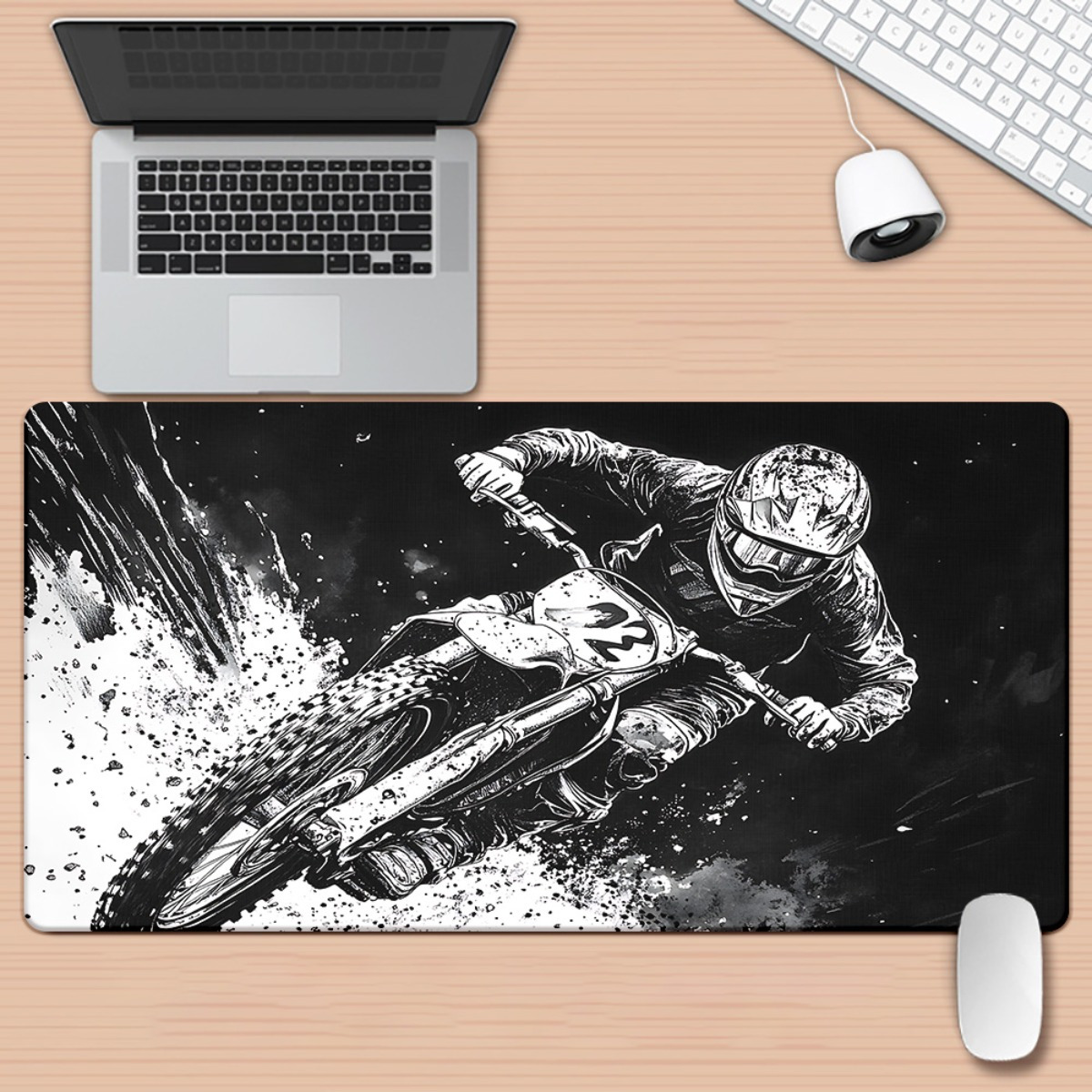 TEMU 1pc Motocross Rider Pad For Desk, Gaming, Office Decor, Non-slip Rubber Base, Xxl Computer Mouse Pad, Multi Functional Mouse Pad For Office,