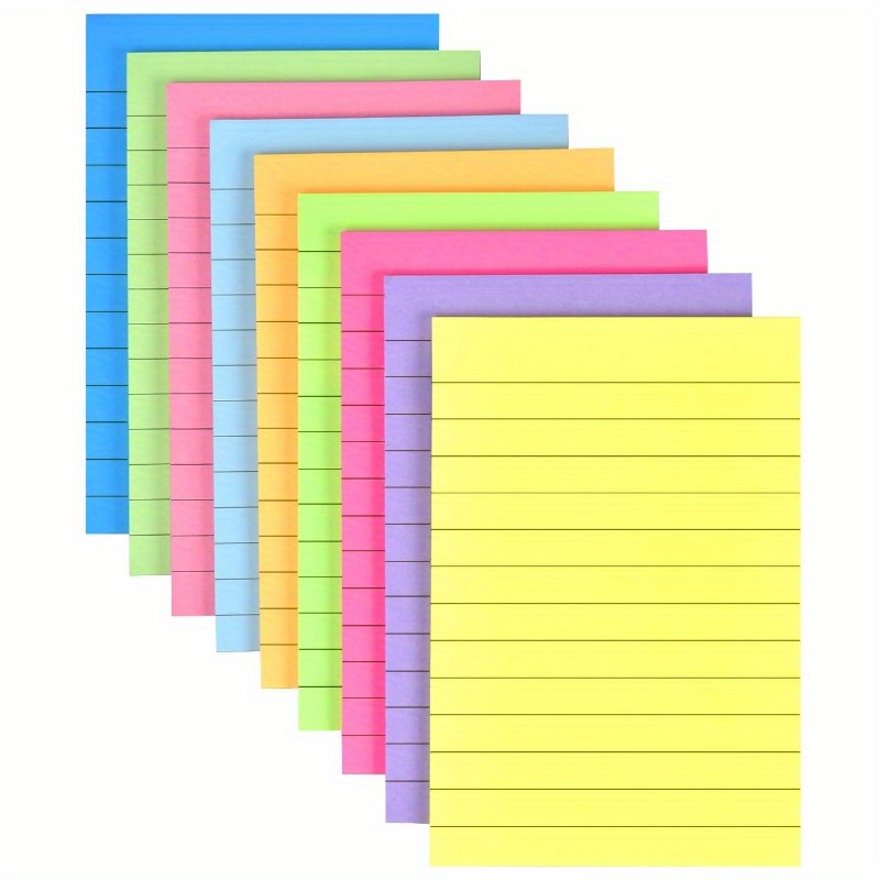 

9 Pack Lined Notes 4"x6" Bright Colors Self- Pads With Lines 9 Colors Bulk Pad For School Office Meeting