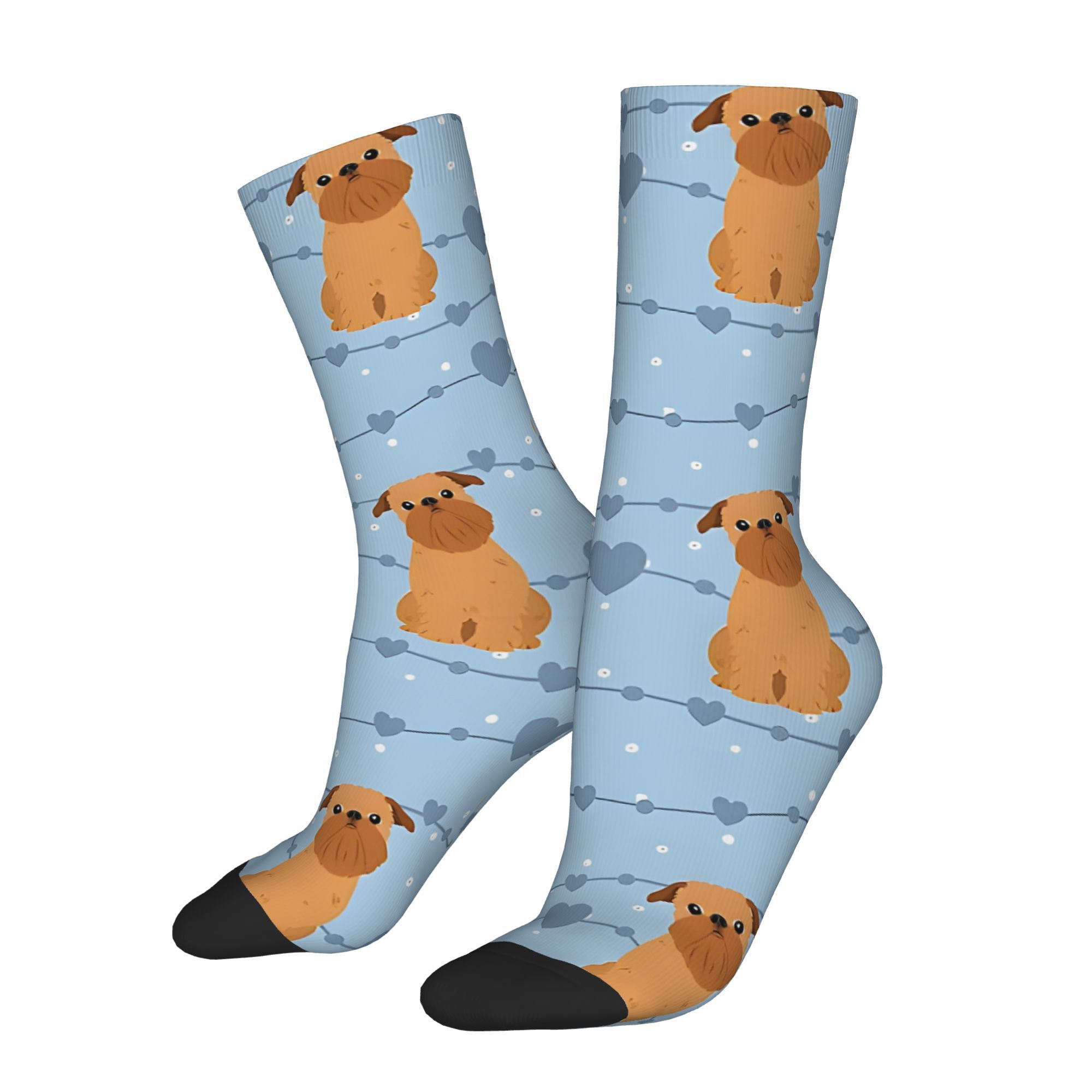 TEMU 1 Vintage Brussels bedruckte Herren Neuheit Crew Socken, Polyester 95%, Elasthan 5%, Gestrickt, Nur Handwäsche