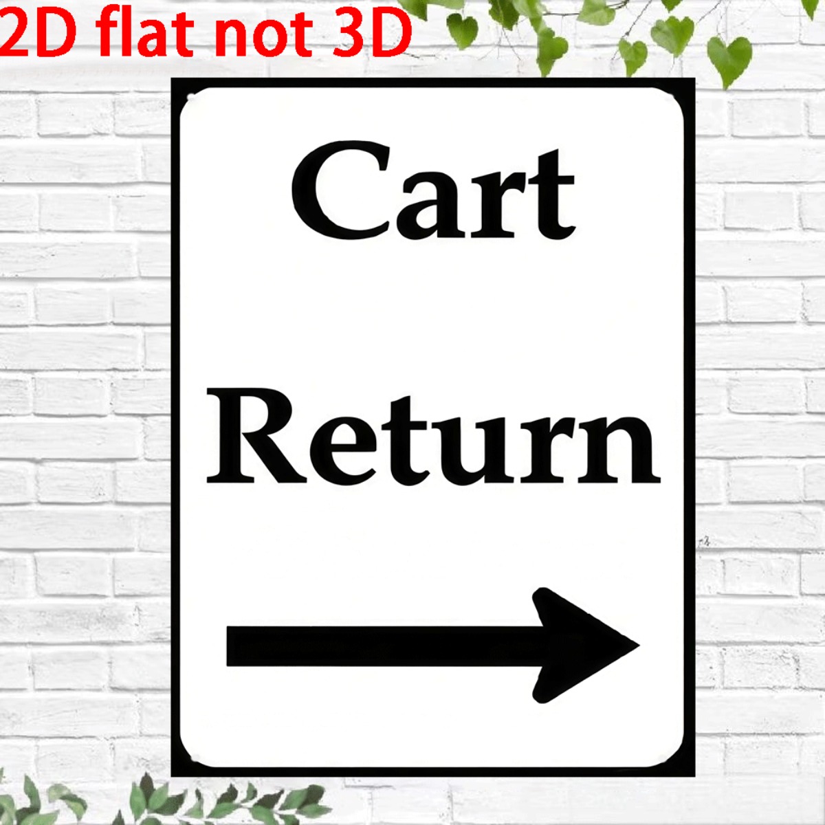 TEMU 2d Flat, [2d Flat] 1pc 2d Flat Not 3d Metal Sign 12 X 8 Inches Black White Cart Return Right Arrow Wall Sign Decor Sheet With Pre-drilled Holes