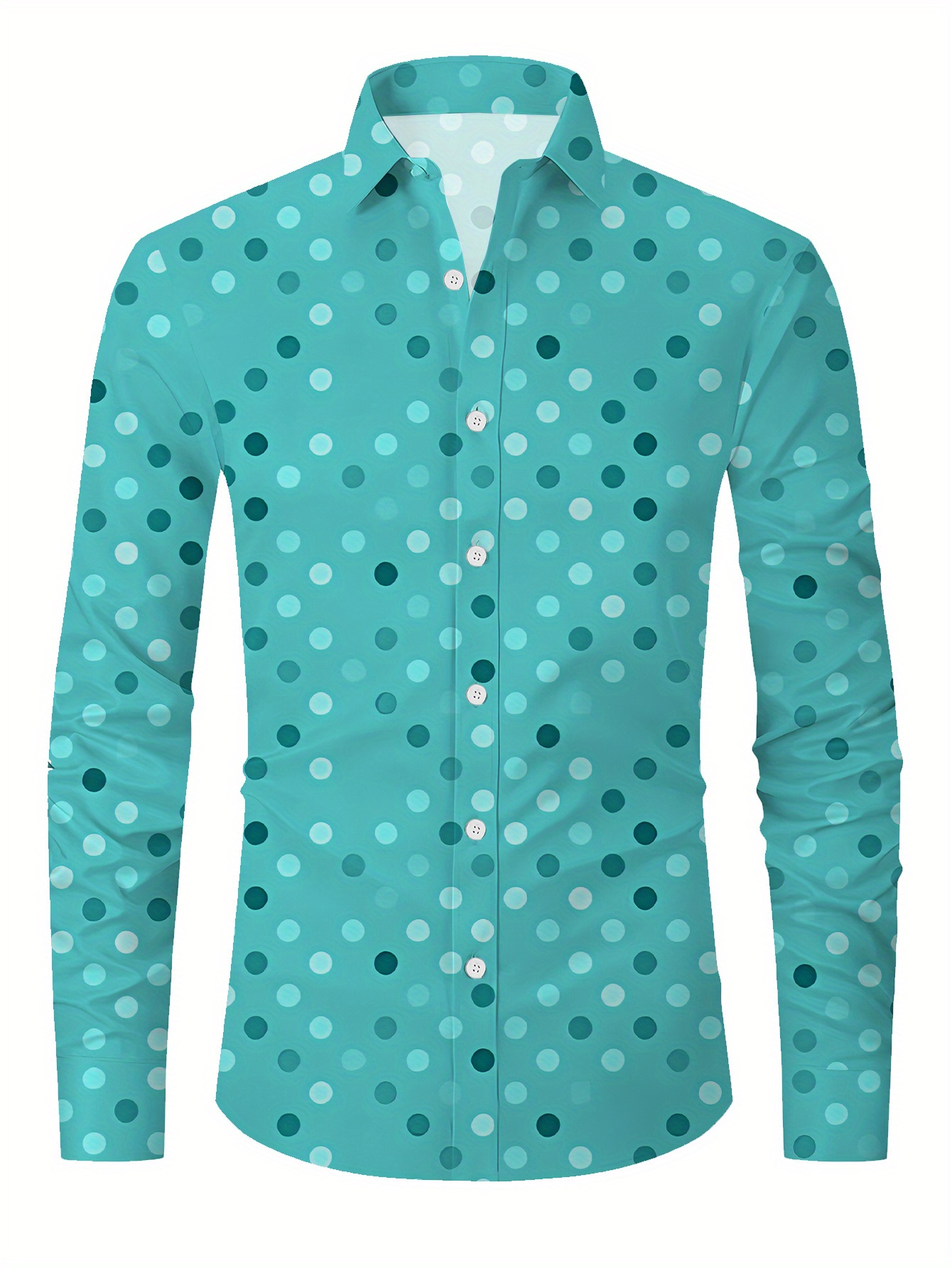 green polka dot dress shirt Comfort Stretch Non-Iron Novelty Dress Shirt With Contrast Trim main image 1