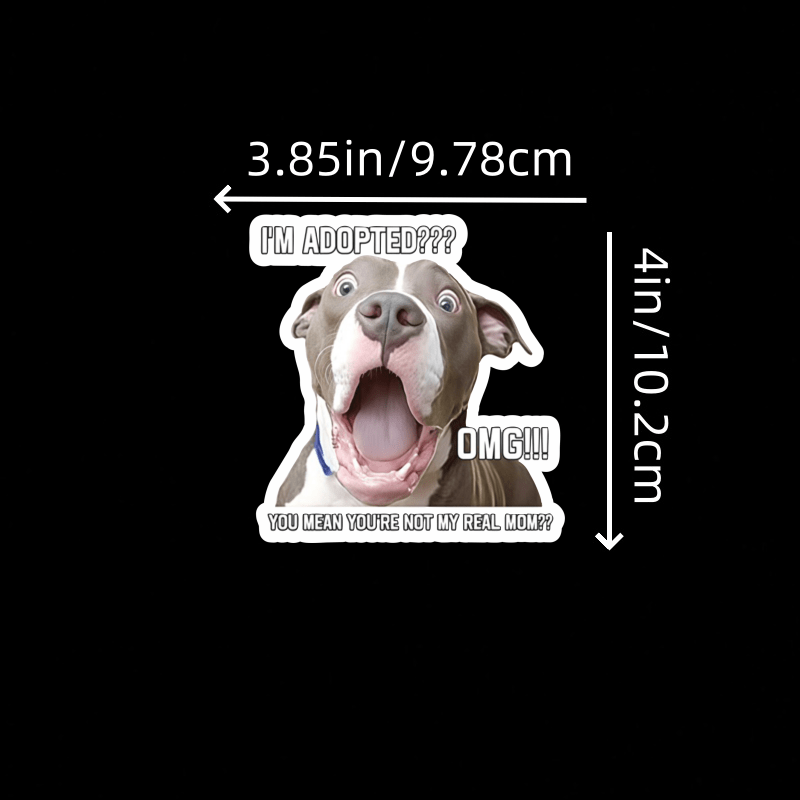 TEMU Funny Dog Sticker - Waterproof Vinyl Decal With "?" & "omg!" Design, Perfect For Car, Truck, Off-road Vehicle, Window, Wall, Laptop, Water