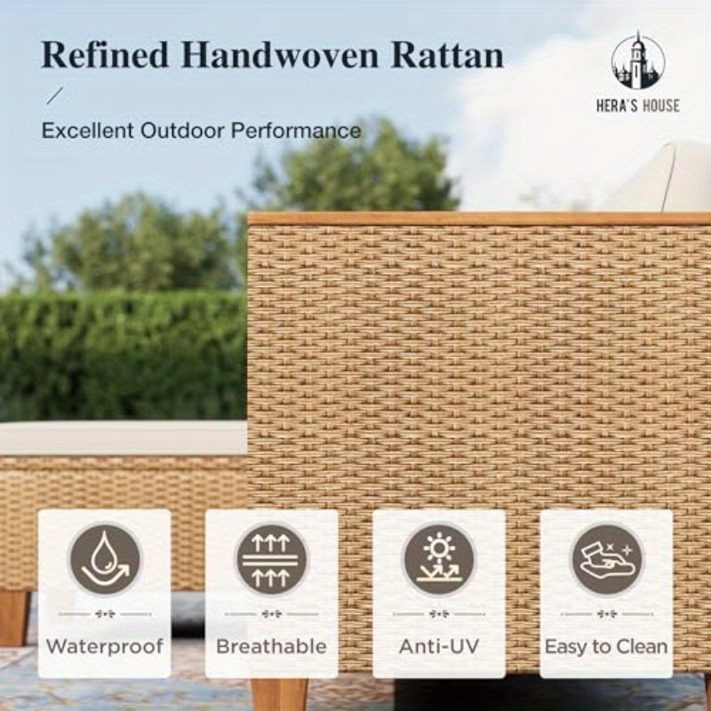 3pcs All-Weather Wicker Patio Furniture Set - Yellow Rattan Sectional with Lounge Sofa, Coffee Table & Side Tables for Outdoor Lawn, Garden, or Balcony, Outdoor Patio Furniture, Garden Seating, Modern Outdoor Decor, Durable Outdoor Furniture