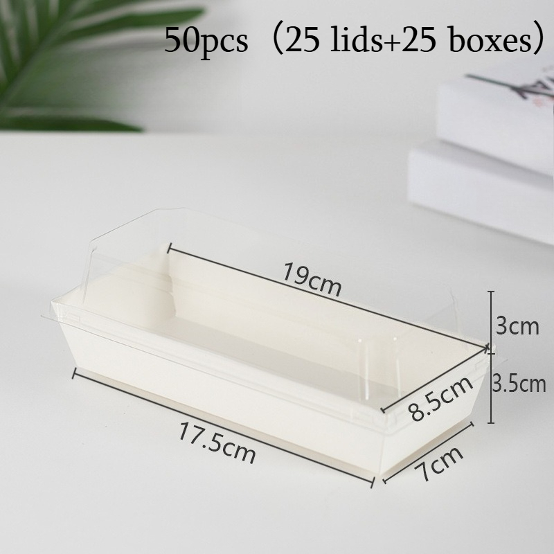 TEMU 50 Sets (25 Covers + 25 Containers) Rectangular Sandwich Boxes - A See-through Cake Holder For Sweets, Sushi, Candies, And Pastry Packaging