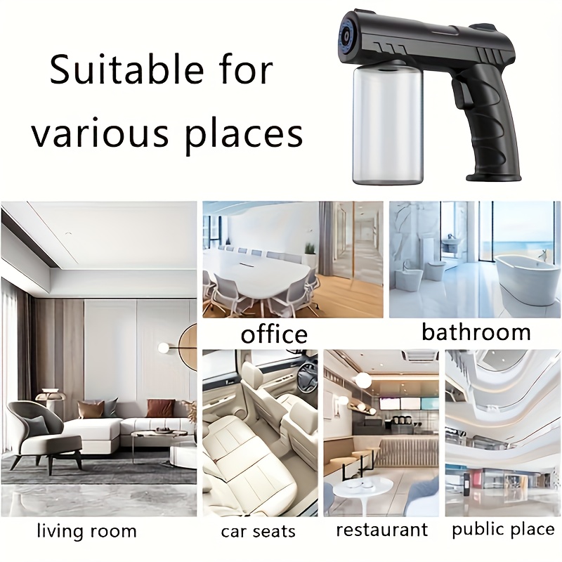 portable disinfectant sprayer with multiple settings featuring an ergonomic handle made from lightweight abs plastic a nozzle that rotates 360 and an adjustable mist mode ideal for use in   bathrooms cars restaurants Product details 3