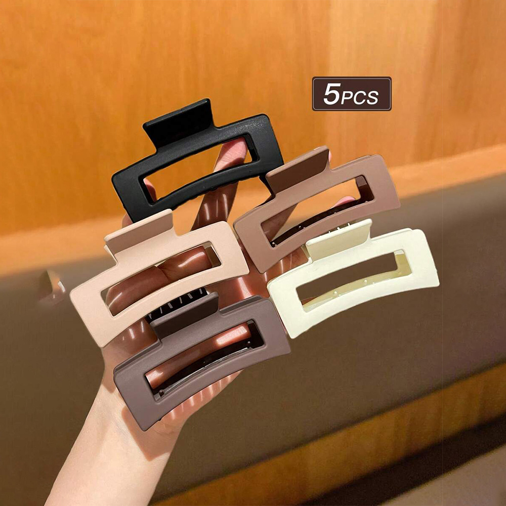 E-shop 5-teiliges Set modischer einfacher quadratischer Haaraccessoires für Damen, mittlere Größe, in verschiedenen Farben, ideal für den täglichen