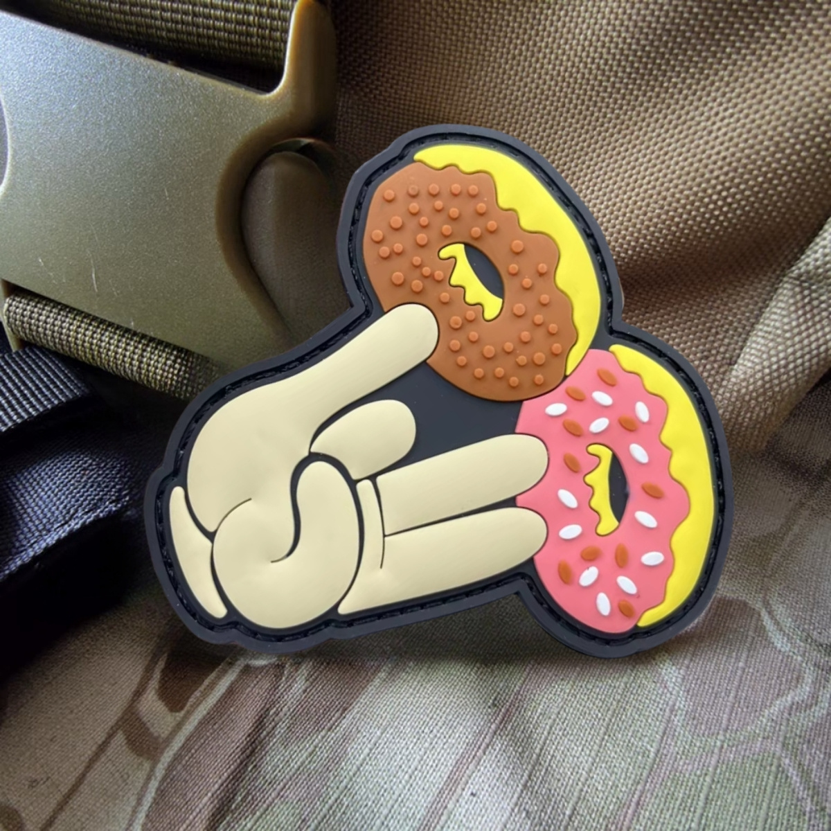 

Donuts 3d Pvc Tactical - Humorous Finger Emblem With For Military Backpacks