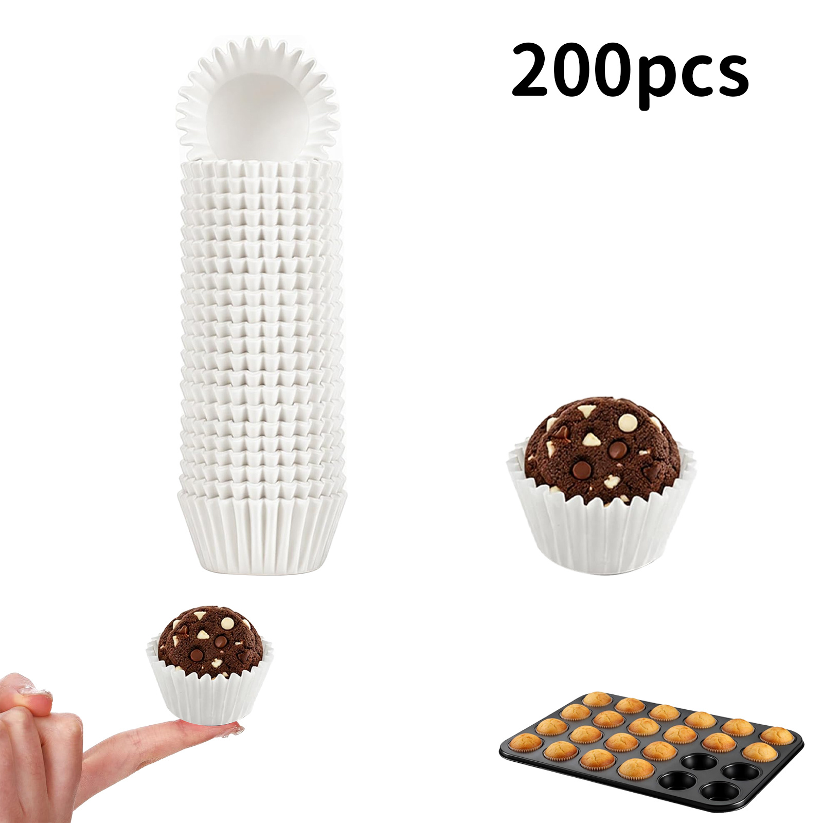 TEMU 100/200/400pcs White Thumb Cake Cups, 3.5 X 2.3 Cm (1.38 X Inches) For 24 Cups Mini Muffin Pan, Suitable For Home Gatherings, Holiday Parties,