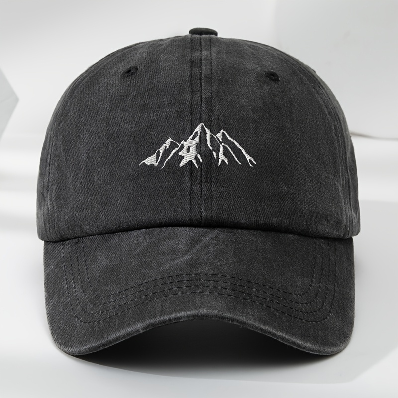 TEMU High-quality Mountain Embroidered Baseball Cap Outdoor Sports Climbing Moisture-wicking Breathable Duckbill Cap Adjustable Unisex Hat
