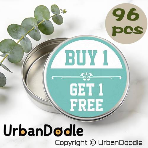 96pcs Promotion Round Stickers, Mint Green And White Half-Tone with Ornate Border Design, Ideal for Retail Tags, Online Shop Promotions, Product Labels, Etc