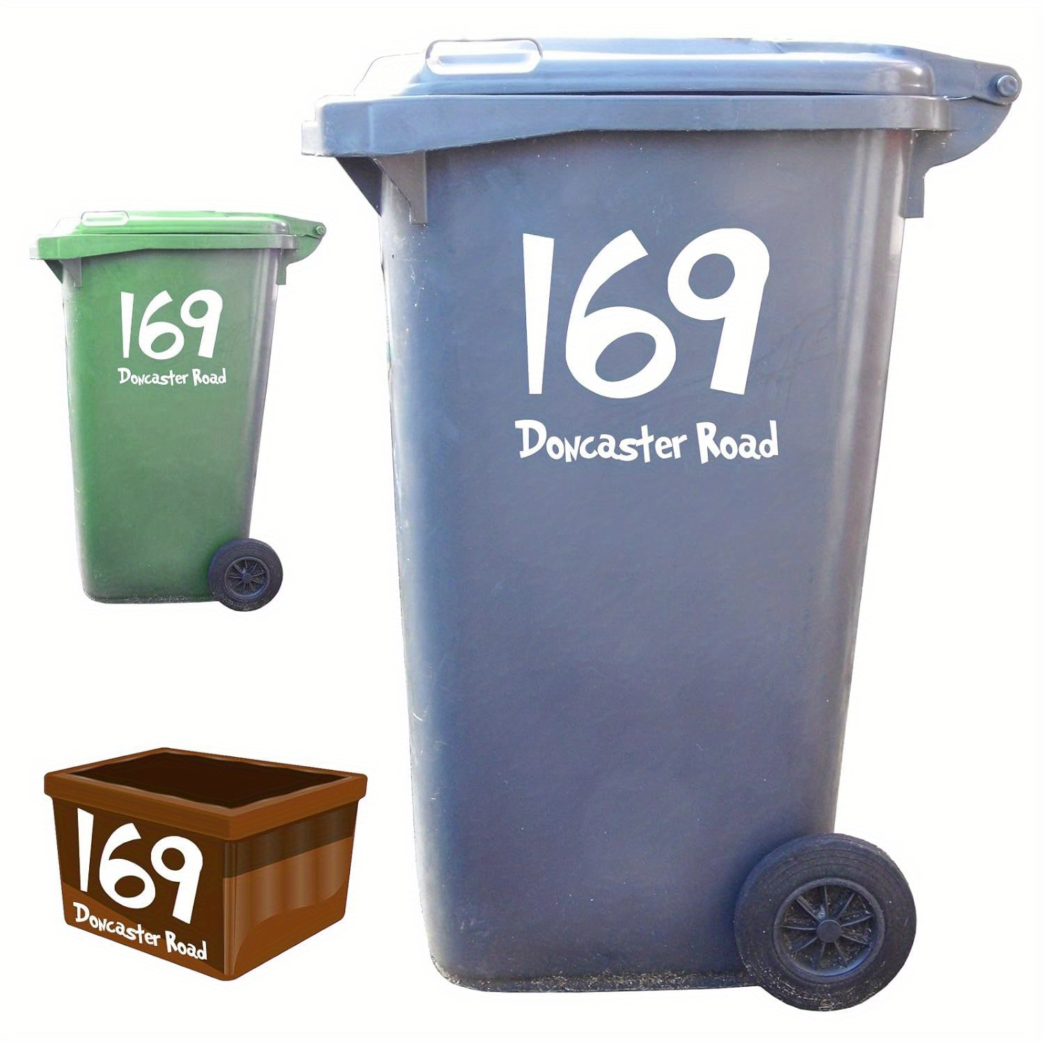 TEMU Set Of 3 Customized Reflective Bin Number Stickers For Your Wheelie Bins Featuring Your House Number | Available In 3 Colors | Choose From 7