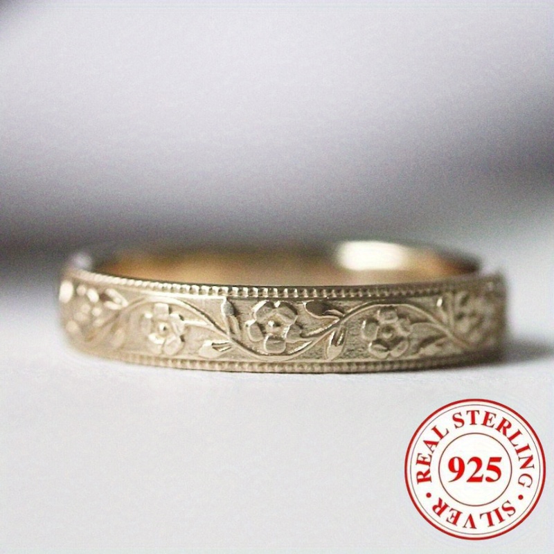 925 Sterling Silver Minimalist Patterned Women's Ring
