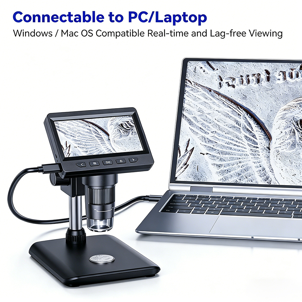 TEMU Microscope numérique 10-1600X, écran IPS de 10,92 cm, microscope numérique avec 8 LED, microscope à souder à ultra-précise de 12 MP, microscope