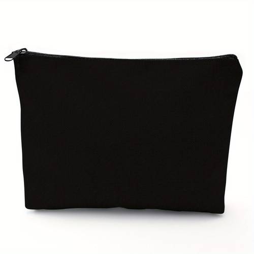 1pc plain minimalist makeup bag elegant solid black toiletry organizer compact cosmetic case for women men travel gym business everyday use no design small cosmetic bag travel accessory sleek accessory durable zipper closure modern organizer fabric versatile pouch travelers