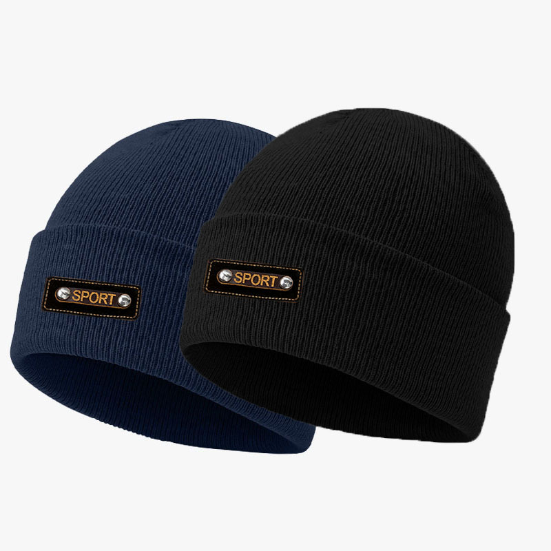 2pcs Thick Warm Knit Beanies, Versatile Outdoor Hats