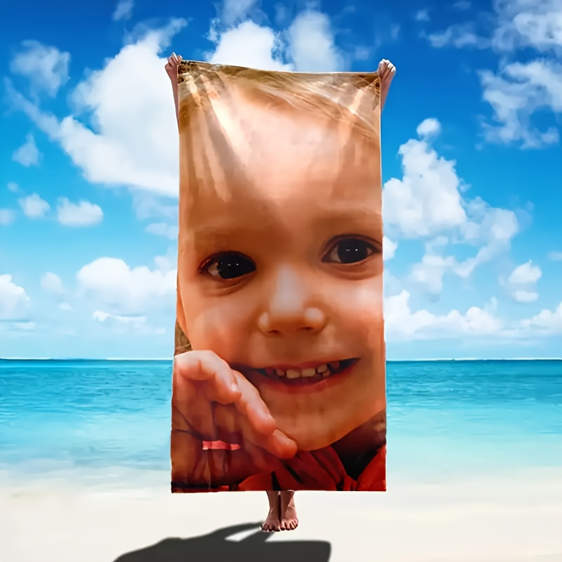 E-shop Personalisiertes Strandtuch mit Foto - Individuelles Foto, schnelltrocknendes Mikrofaser-Material, leicht und , geeignet zum Schwimmen, Camping,