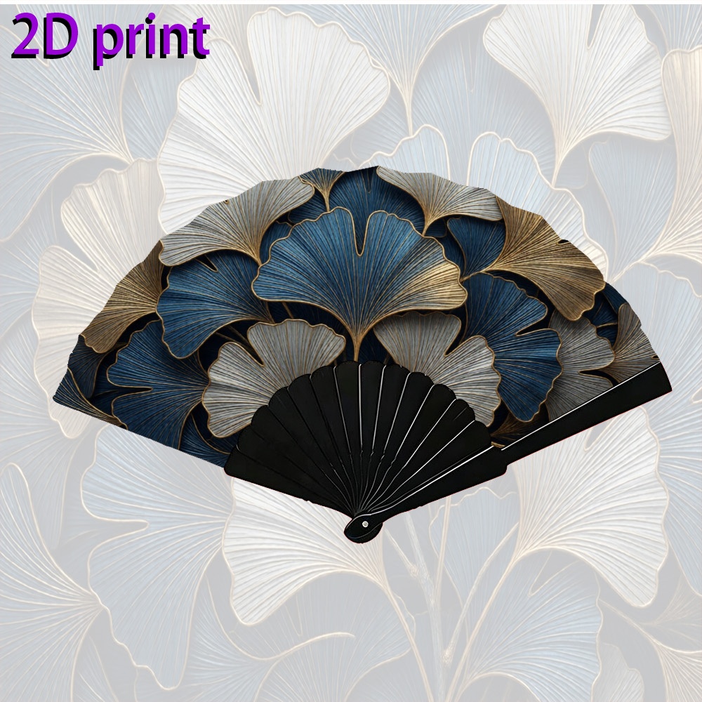 TEMU Éventail pliant 1 pièce 7 pouces unisexe à feuille de ginkgo - Éventail de poche luxueux pour mariage, danse et fête, convient pour Halloween,