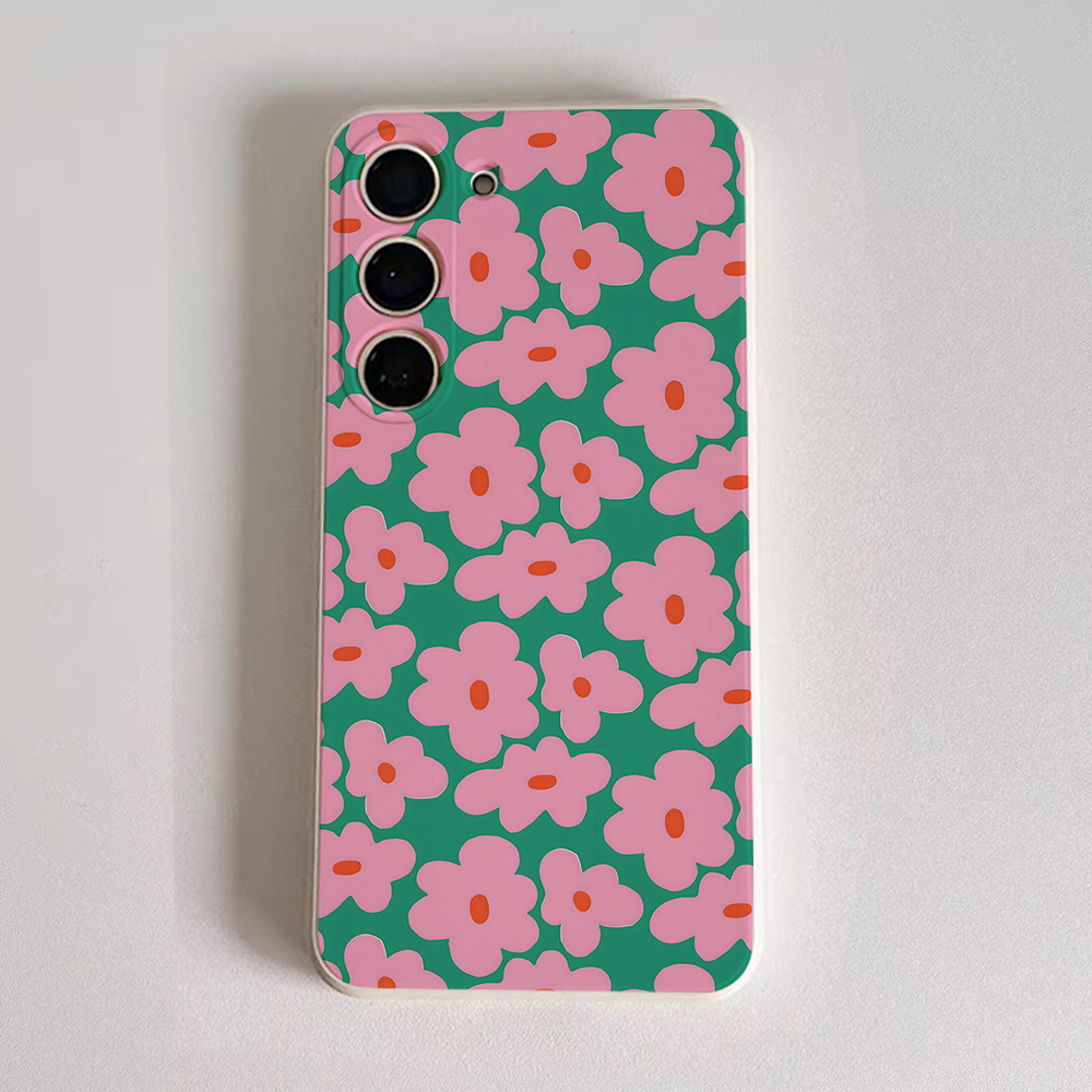 TEMU Phone Case: Cute Little Flower Green Pattern Chic Phone Case For Galaxy S22/s22+/s22 Ultra/s23/s23+/s23 Fe/s23 Ultra/s24/s24 Plus/s24 Ultra