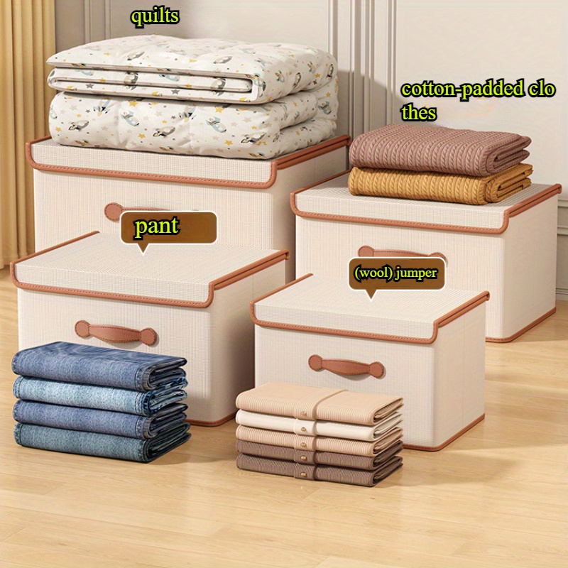 6 Stück Stoff-Aufbewahrungsboxen mit Deckel – Großvolumige Quadratische Organizer, Klassischer Stil für Kleidung, Bettdecken & Spielzeug, Saisonale Deko, Robuste Griffe für Haushaltsorganisation,