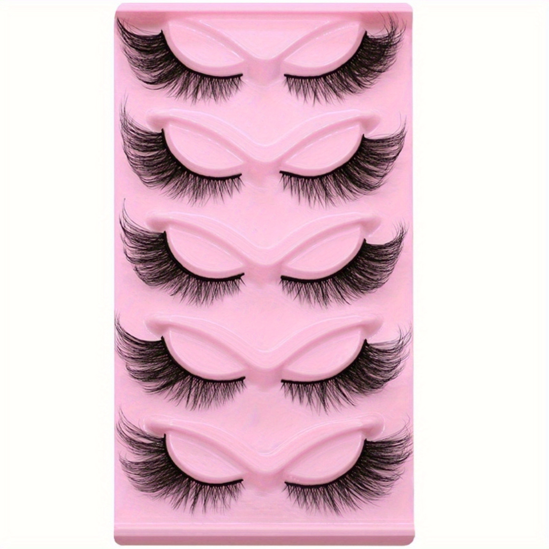 5 Pairs Cat Eye Lashes Long Wispy Lashes Eye End Elongated Strip Thick False Eyelashes For Halloween Cat Lashes