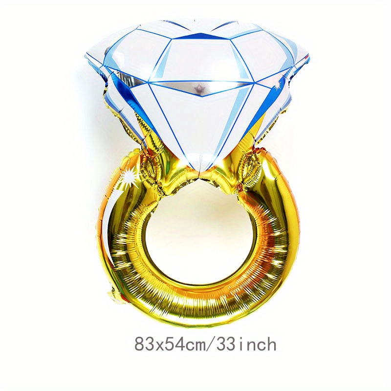 Image of Big Golden Diamond Ring Foil Balloons Rose Golden Bride To Be Balloon Bridal Shower Wedding Engasynthetic Gemstoneent Valentine's Day Decoration, Halloween Decorations, Christmas Decorations