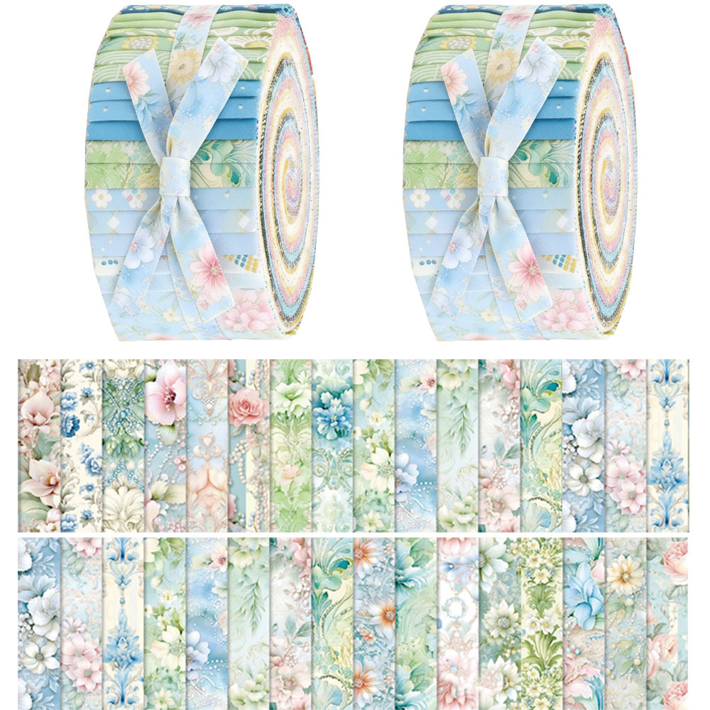 TEMU 40pcs(6.5*50cm/15.7*19.7inch) Flower Printed Fabric, Fabric For Handmade Projects - Used For , Cutting Diy, Handmade , Gift Packaging