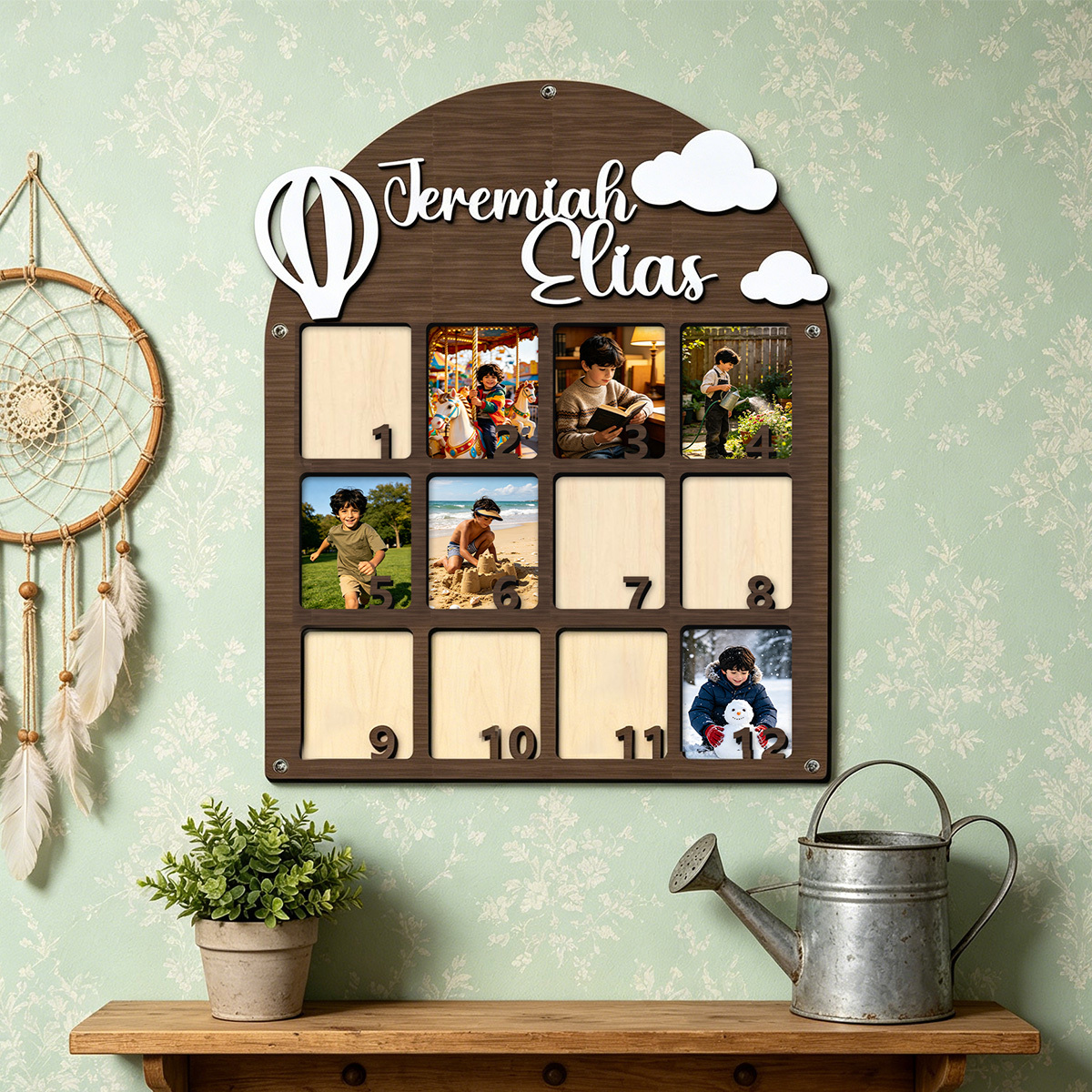 Bohemian 3D Name & Photo Frame for Growth Pictures