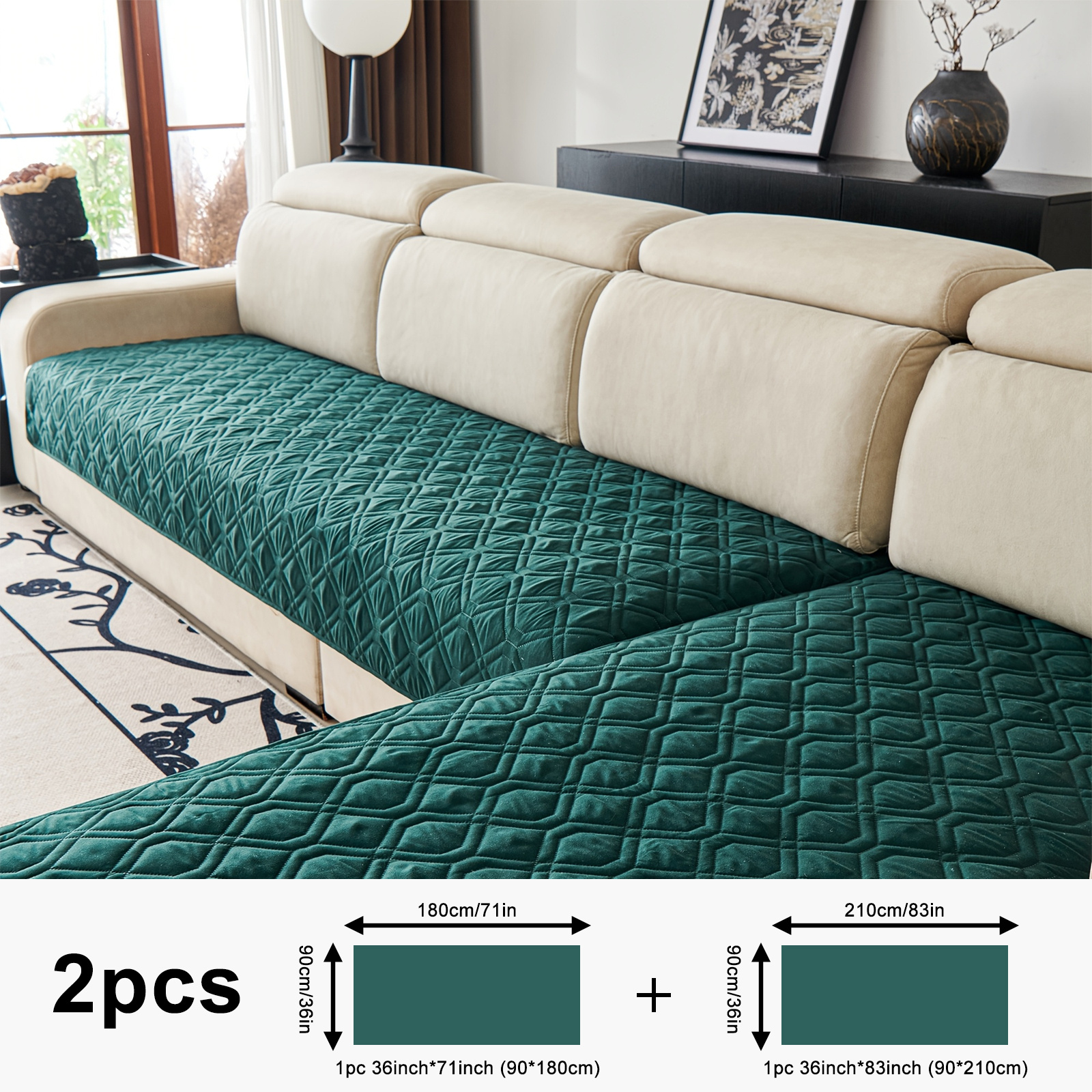 2pcs Bohemian Sofa Cover - Pet-friendly, Soft Plush Fabric Sofa - Suitable For Living Rooms, Fits Two-seater, Three-seater, And L-shaped Corner Sofas