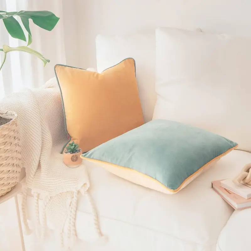 2pcs velvet modern double sided design cushion cover decorative pillow cover mixed decoration excluding pillow core Product details 1