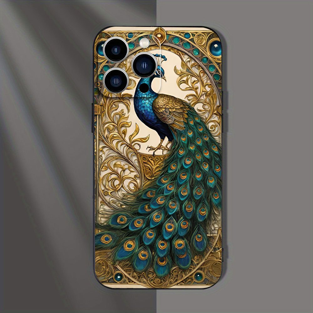 TEMU Phone Case - Peacock Cool For Iphone Unique Cartoon Design Phone Case, Shockproof Tpu Material With Lens Protection, Compatible With For Iphone