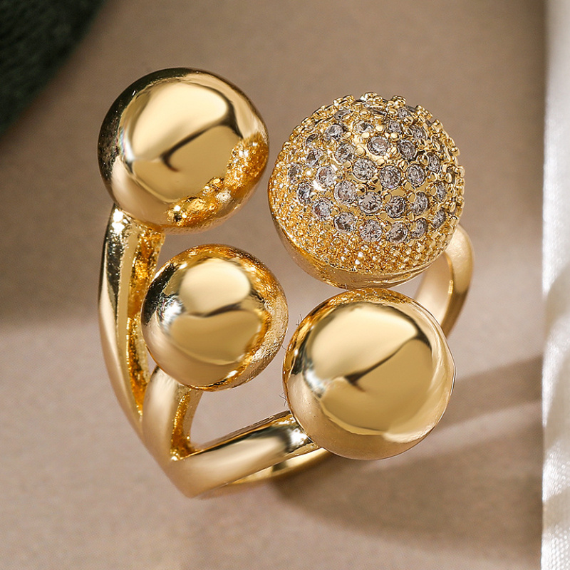 

Uniquely Irregular Geometric Opening Ring For Women', Light Luxury, Copper Plated Zirconia Ring