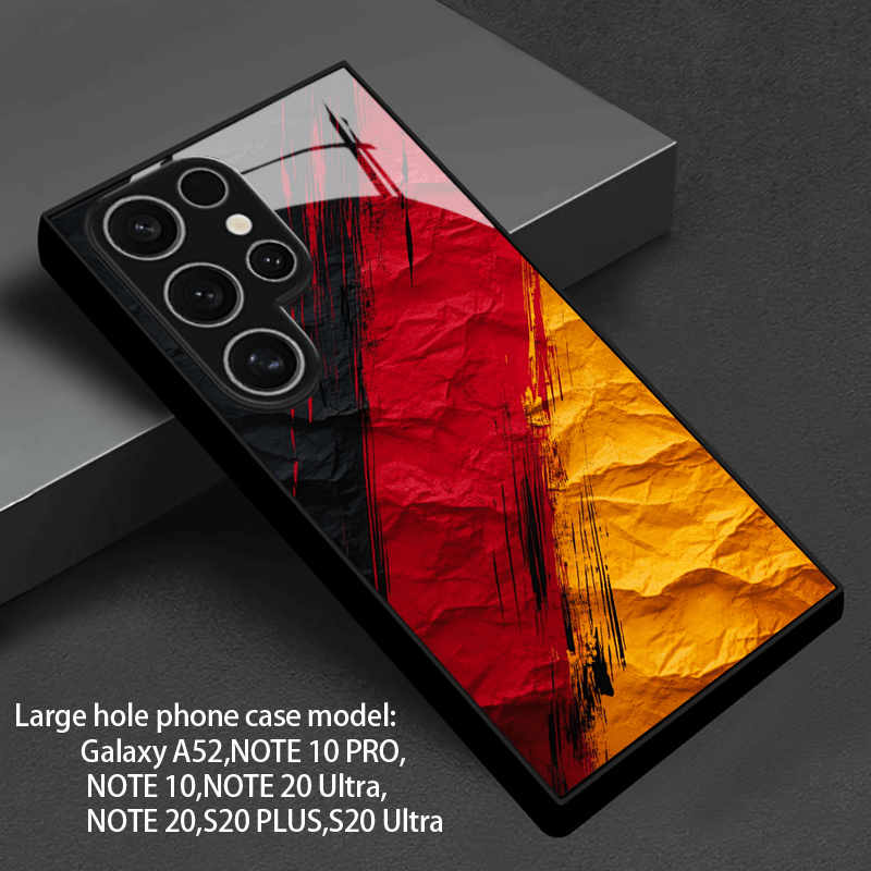 TEMU Phone Case: [2d Flat] Black, Red, And Yellow Twill Pattern Phone Case, Suitable For Galaxy A56 A36 A55 A35 A06 A05 A14 A24 A34 A54 A16 A05s A25
