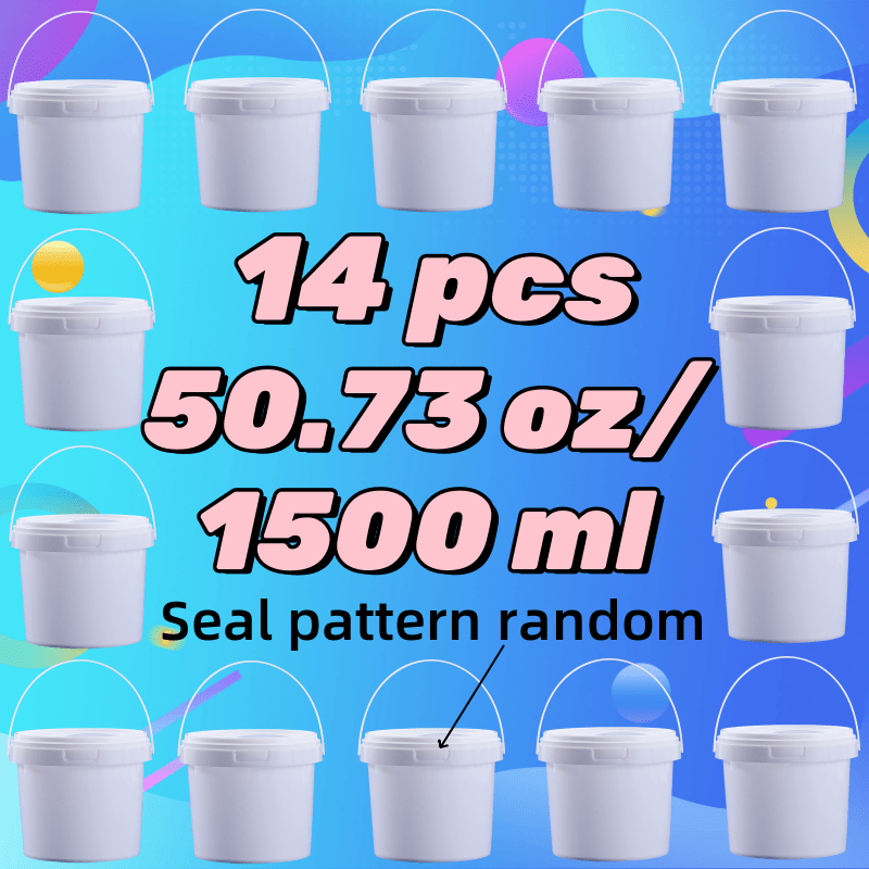 14pcs Clear Plastic Storage Bins with Lids and Handles, 50.73Oz