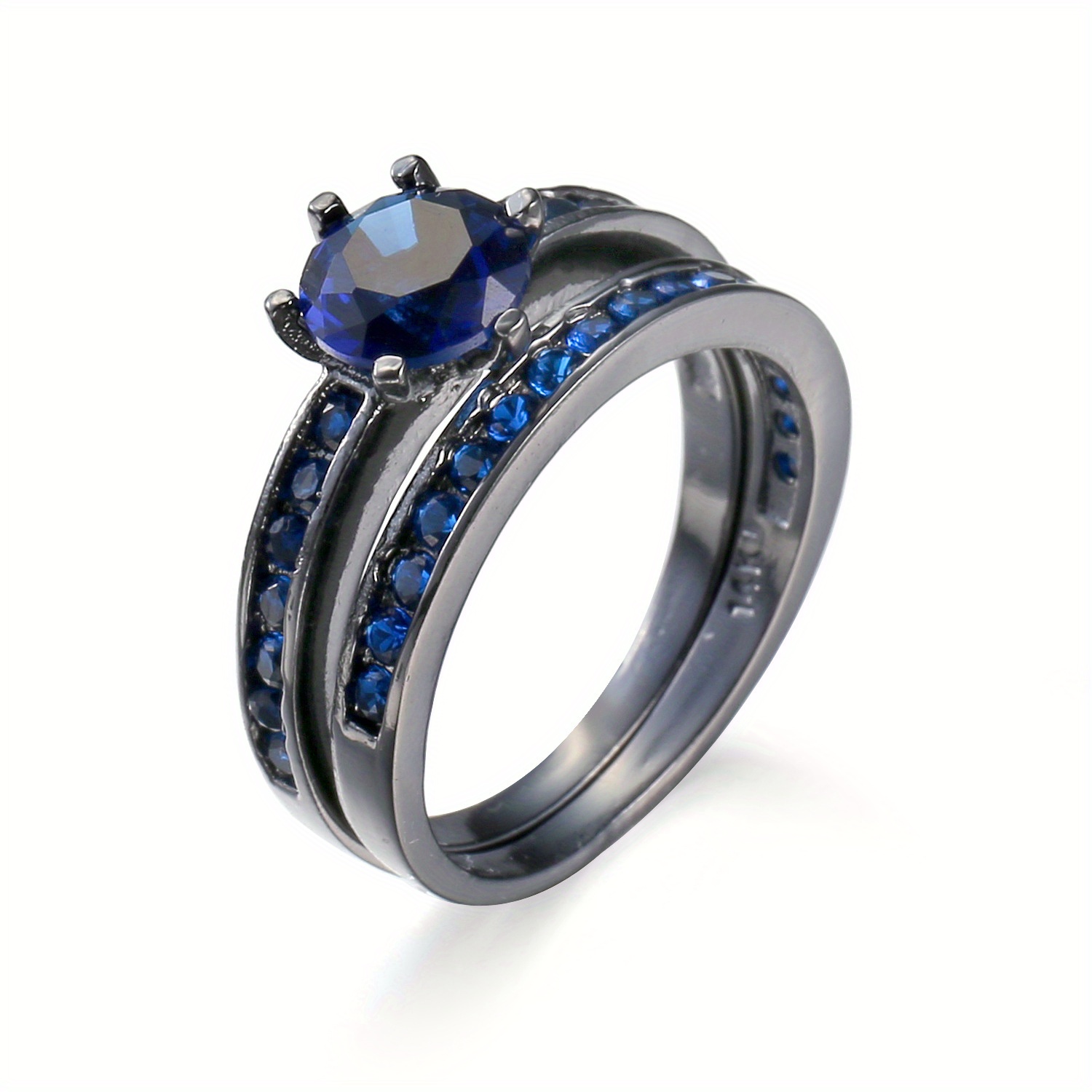 women   steel double-layer ring with blue & clear cubic synthetic zirconia stones - rotatable mood rings, elegant minimalist jewelry gift box for birthdays, christmas, halloween,   - durable tarnish-resistant affordable luxury accessory,   versatile everyday & party wear, holiday present, fashionable accessory, stylish accessory,   design,    , statement piece,  , gift  , ring for women, women ring Product details 4