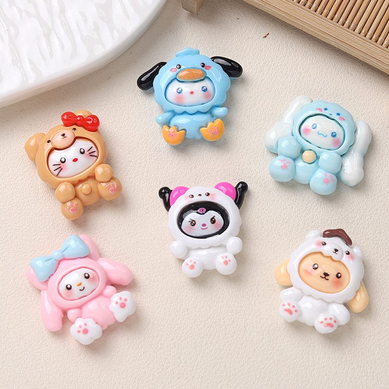 

6pcs Cute Cartoon Animal & Puppy Diy Kit For Phone Cases, Hair Clips, Shoe Charms, Water Bottles - Home Decor & Holiday Gifts, Cream Gel,