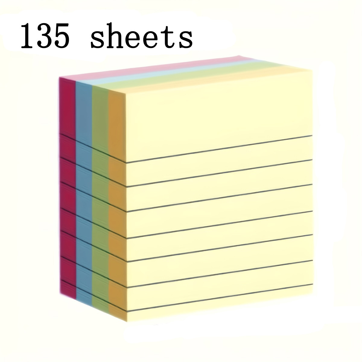 TEMU 135pcs Random Colors, Colorful Thickened Horizontal Line Sticky Notes, Strong Adhesive Tear-off Notebook, Office Home Student Notes, , Smooth