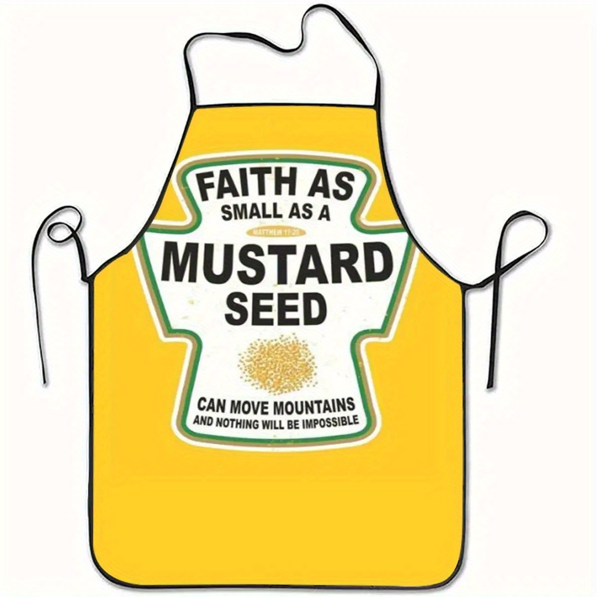 TEMU Faith Can " Inspirational Print Apron - Yellow Polyester, Adjustable Straps, Perfect For Baking & Cooking | Quote Kitchen Apron With Adjustable Straps