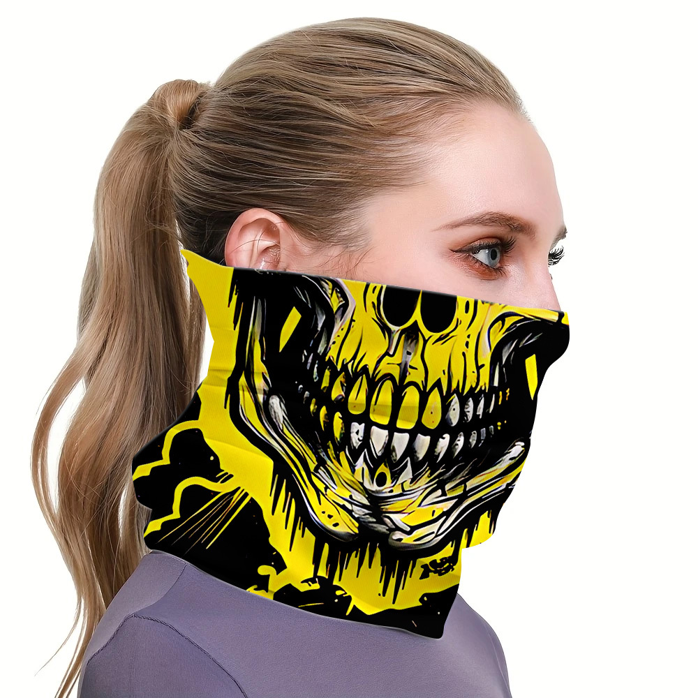 Skull Print Pattern Face Mask, Unisex & Washable