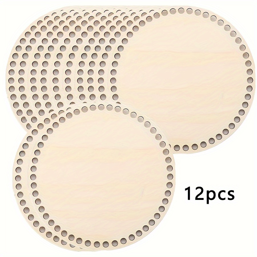 12 Wooden Bottom Crochet Basket Bases, Pre-drilled Round Basket Bases For Handicrafts And Storage Baskets