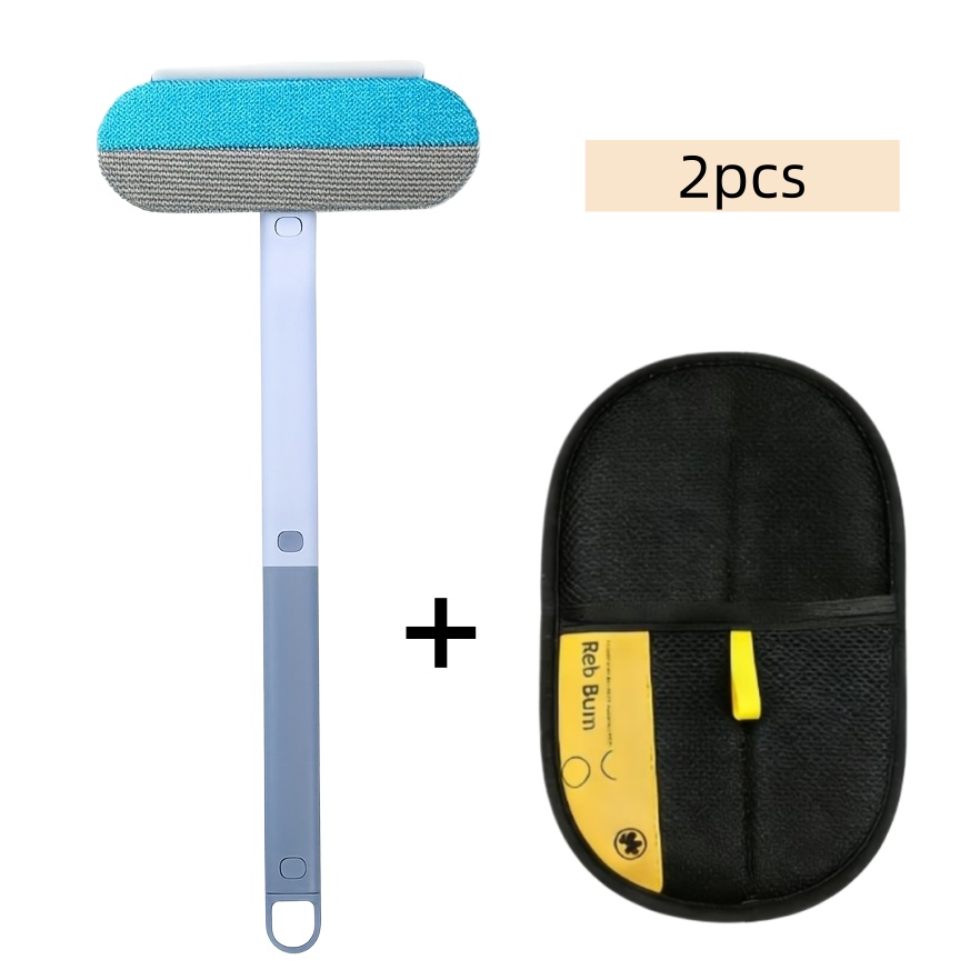 TEMU 2pcs Multifunctional Pet Hair Remover Set, Long Handled Durable Nylon Material Adhesive Roller And Hair Removal Gloves- Suitable For Cat And Dog Hair On Beds And Sofas