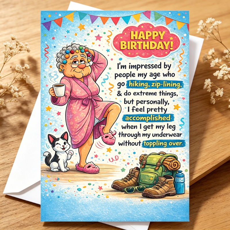 TEMU 1 Greeting Card And 1 Envelope—a Designed For Seniors, Expressing Admiration Their Vitality And Sense Of Humor In