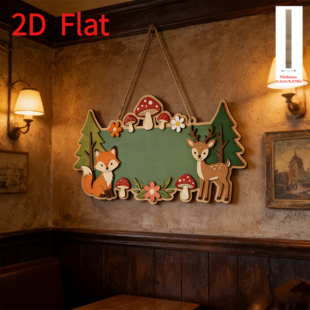 Wooden Forest Fox and Deer Themed Name Hanging Sign