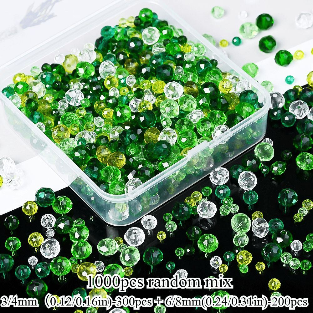 TEMU 2D Plat - 1000pcs/Boîte Perles Plates en Verre Facettées, 3/4/6/8Mm Couleur Aléatoire Transparentes Brillantes Perles d'Espacement pour la